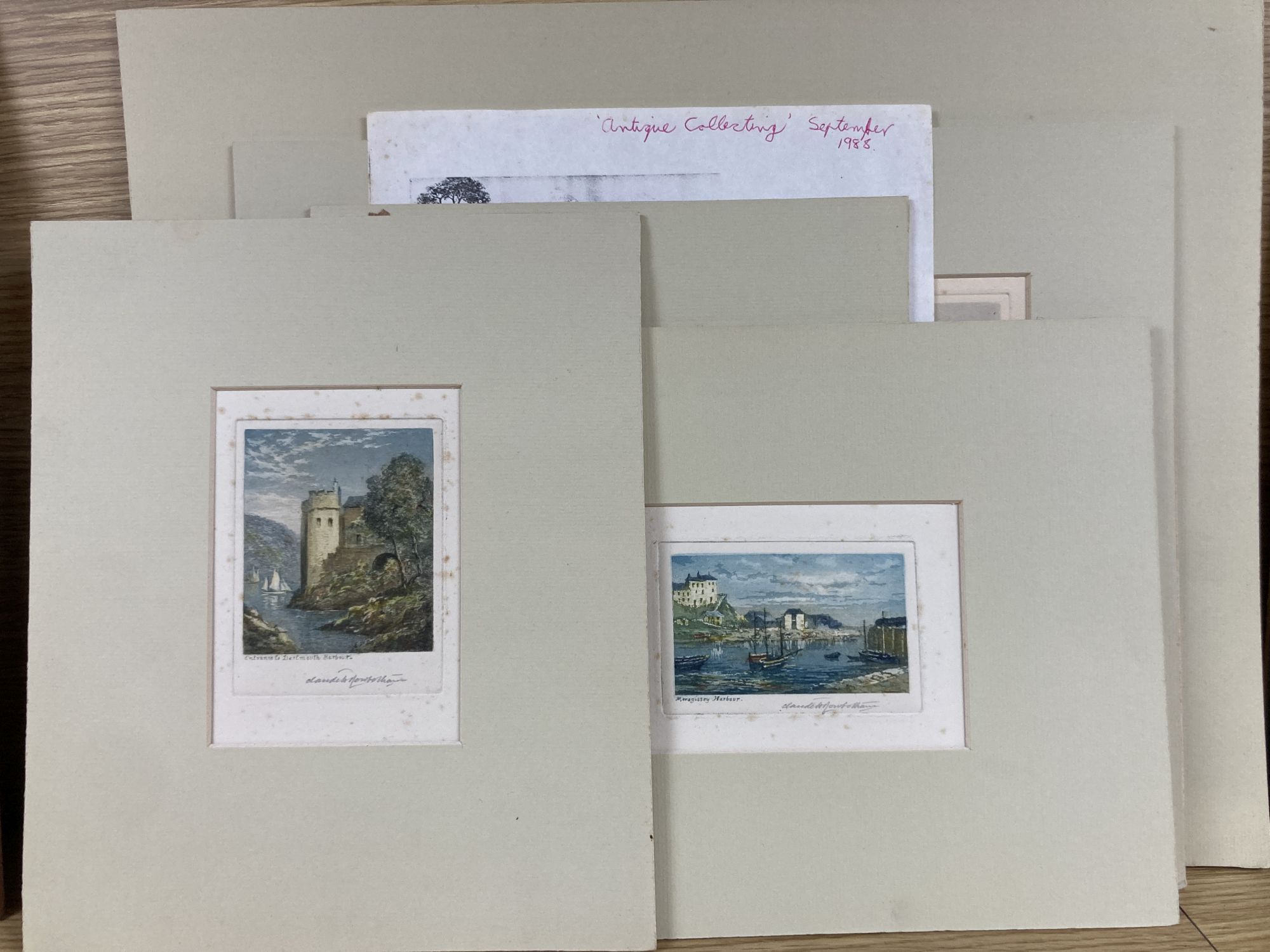 Claude Hamilton Rowbotham (1864-1949), five assorted hand coloured aquatints, including on Loch Eck, signed in pencil, largest 21 x 31c